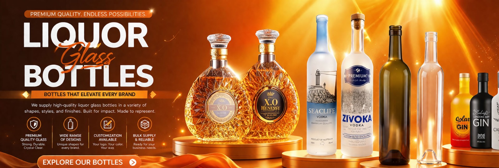 Premium liquor glass bottles for iconic brands